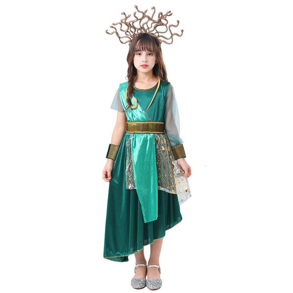 Kız Elbiseleri Çocuk Kız Gorgon Medusa Antik Yunan Mitolojik Cosplay Prenses Kostüm Çocuklar Performans Fantezi Elbise Cadılar Bayramı Partisi 230821