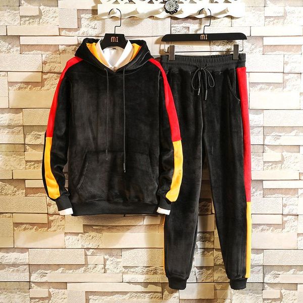 Herren -Tracksuits zufälliger loser Pullover Gold Samt Sport koreanischer Tide Marke Anzug