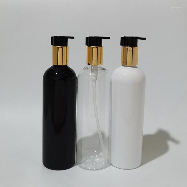 Garrafas de armazenamento 400 ml preto cosmético Pet