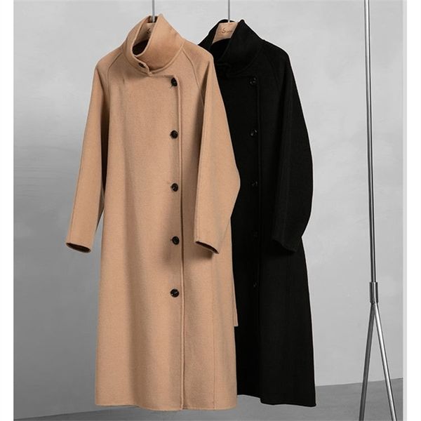 Giacche da donna Naizaiga 100 lana doppiamente cappotto di lana da donna Collar sciolto Tardati T Long T Cardigans SM 230818