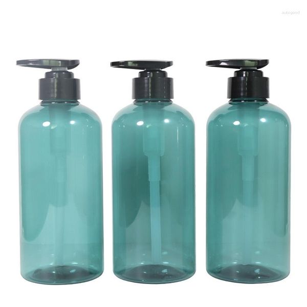 Бутылки для хранения 500 мл/17 унций ПЭТ -пластиковый лосьон бутылка бутылка бутылка синий шампунь для душа упаковка пустое мыло для мыла Home Bath 10 шт.