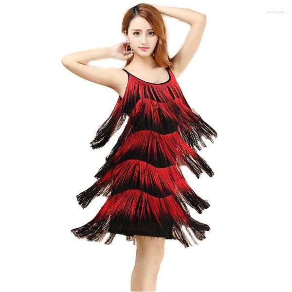 Vestuário de ginástica fantasia de dança latina vermelha feminino salsa de roupas de dança vestidos de baile competição de salão tango adulto bringe d