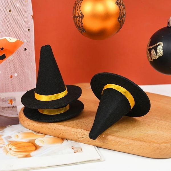 Diğer Etkinlik Partisi Malzemeleri 16pcs Mini Cadı Şapkaları Cadılar Bayramı için El Yapımı Şarap Şişesi Dekoru DIY Saç Aksesuarları El Sanatları 230818