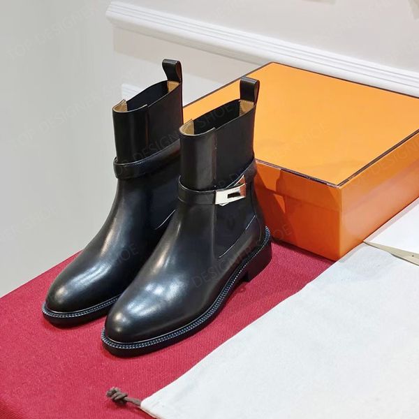 Классическая пряжка Knight Angle Boots Fashion Flat Hel Hel Black Leather Martin Combat Booties Дизайнерская обувь фабрика