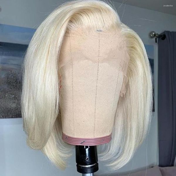 Cabelo frontal de renda transparente Human Human Brasilian Front Wigs Blonde Bob