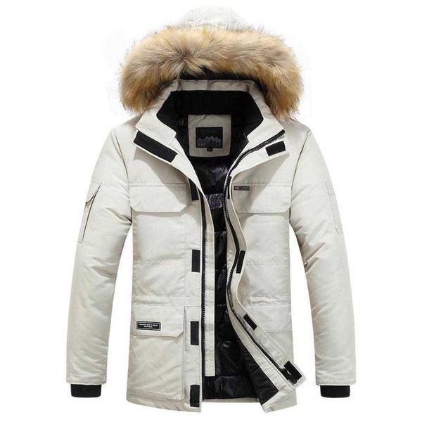 Herren Down Parkas Winterjacken Männer dicke Baumwolle Multipocket Kapuze Casual Fashion