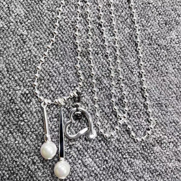 Catene 2023 U node50 Fashion Electroplated 925 Silver Love Fork Catena Pearl Collana Gioielli per le vacanze