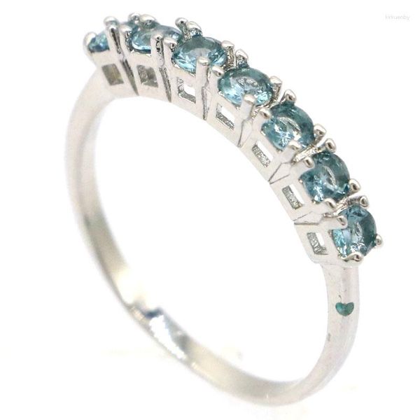 Anelli a grappolo 22x3mm Bellissimo carino 2G London Blue Topaz Wedding Wedding Daily Wear Silver Wholesale