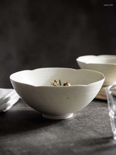Ciotole insalata di frutta a forma di fiori giapponese ciotola di riso ceramica zuppa di stoviglie irregolari cucina