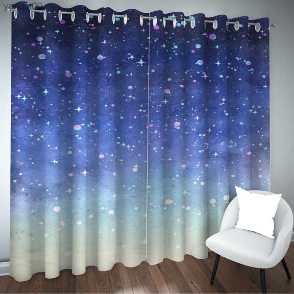 Cortinas cortinas cortinas para meninos meninos adolescentes crianças azul roxo estrelado céu draxas