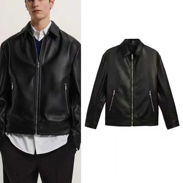 Jaquetas masculinas Spring Autumn Leather Jacket Men Stand Collar Slim PU Capinho de couro Modotcycle Casal Causal Mens Motão Biker Casal J230821