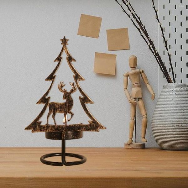 Kerzenhalter Desk Candlestick atemberaubender Weihnachtsbaum eleganter Eisenkunst Desktop-Dekorationen mit stabilen Basiswärme-resistenten