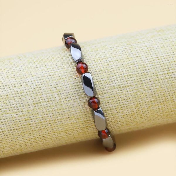 Strand Ruby Curved Quadrangular Pisma perline nere unisex non bracciale magnetico bracciale ematite naturale di gioielli in pietra di pietra naturale ornamenti