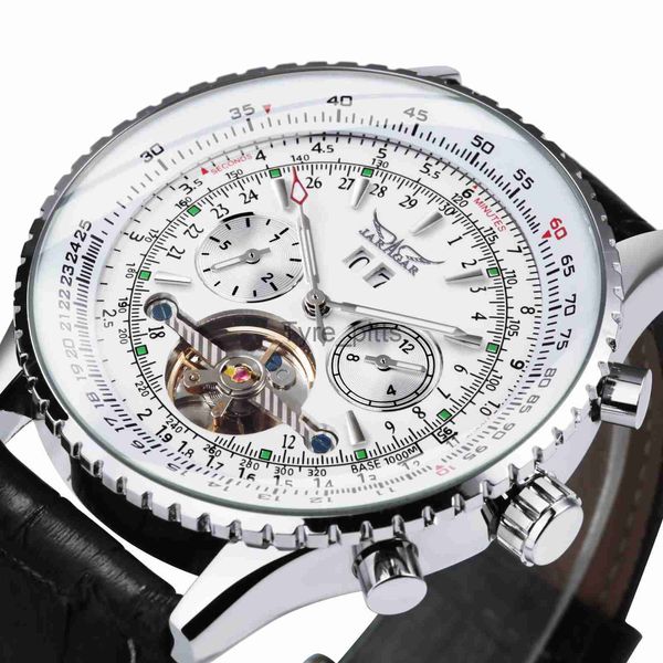 Andere tragbare Geräte Jaragar Sport mechanische Uhren Tourbillon-Skelett Automatische Männer Watch Multifunktion Sub-Dials Luxusleder-Gurtuhr X0821