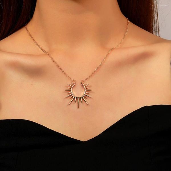 Anhänger Halsketten kreative Retro Sonnenblumen Halskette Frauen Metall Open Kragen Kette Schmuck Mode Charme Großhandel Geschenke