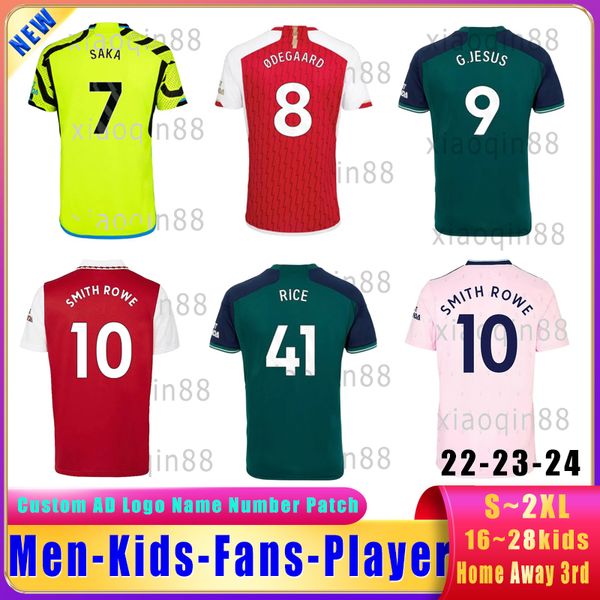 22 23 24 Jerseys de futebol de Saliba Saka Gunners 2023 2024 G.Jesus futebol Jersey Smith Rowe Martinelli Players fãs Kit feminino Kit Thai Versão