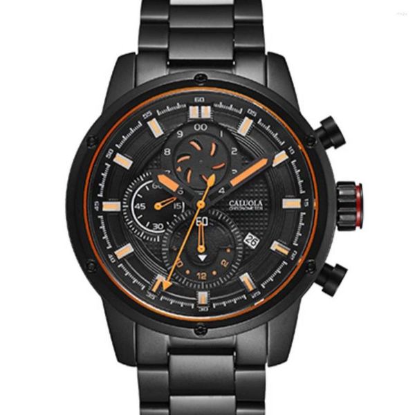 Armbanduhren Sport Watch Männer Chronograph Quarz Luxus 45 mm Edelstahl Sapphire Glas 5BAR Water Resistant Takten Caluola