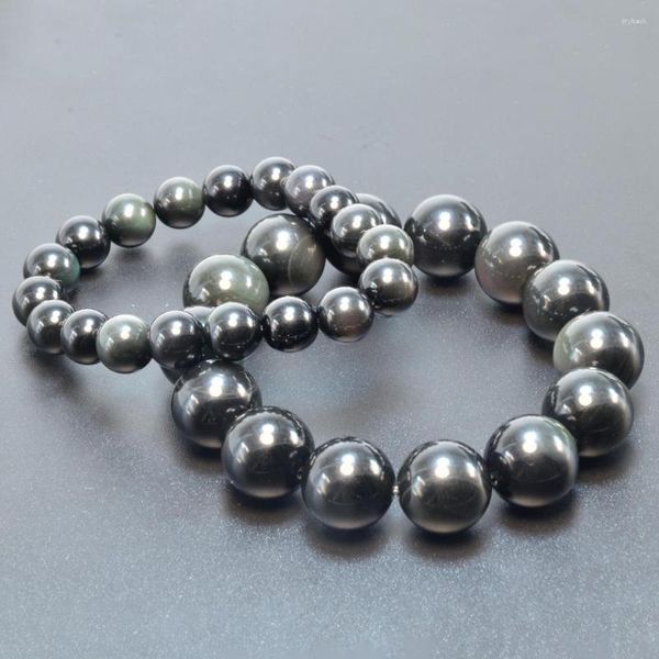 Strand 16mm 10 mm farbenfrohe Glanz Obsidian Armband natürlicher Kristallschmuck für Männer Frauen Yoga Heilungs Buddhismus Rosenkranzperlen