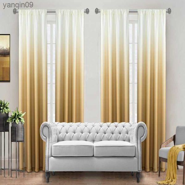 Vorhang Ombre Stange Taschenfenster Vorhang mit 4 Paneelen in Gold HKD230821