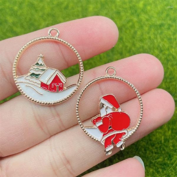 Charms Cartoon Christmas Santa Claus Snow House Подвеска DIY Серьговые колье ожерелье для клавишных ювелирных изделий.