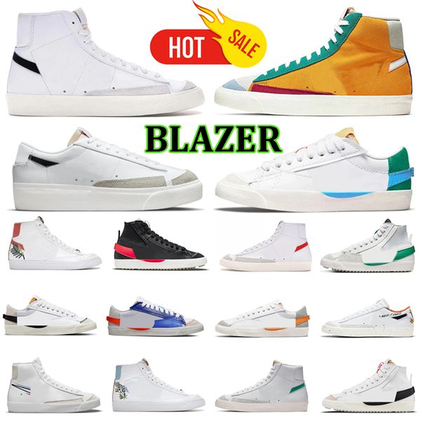 Frete grátis Sapatos casuais og blazer de meio 77 tênis tênis vintage blazers sapatos casuais homens mulheres preto branco indigo romã designer de designer externo sapatos