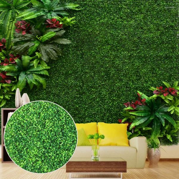 Fiori decorativi 60x40 cm Piante artificiali Pannello di erba Pannello Plastico Sieno Fucide Fronte Greenery Donting Outdoor Garden Wedding