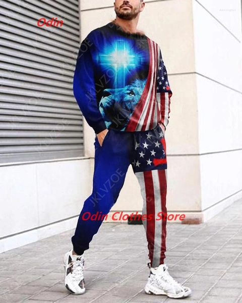 Men's Tracksuits Chegada American Flag Men Jogger Sportswear Spring outono