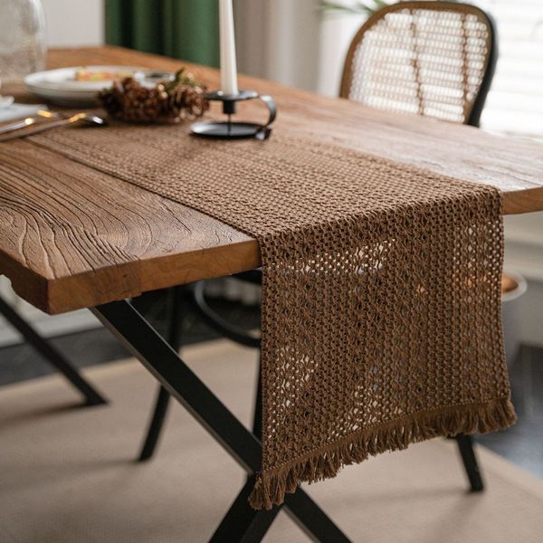 Corredor de mesa Gerring Brown Table Runner Vintage Mesa de decoração de casamento e toalha de mesa Tabela elegante Tabela European Home Textile 230818