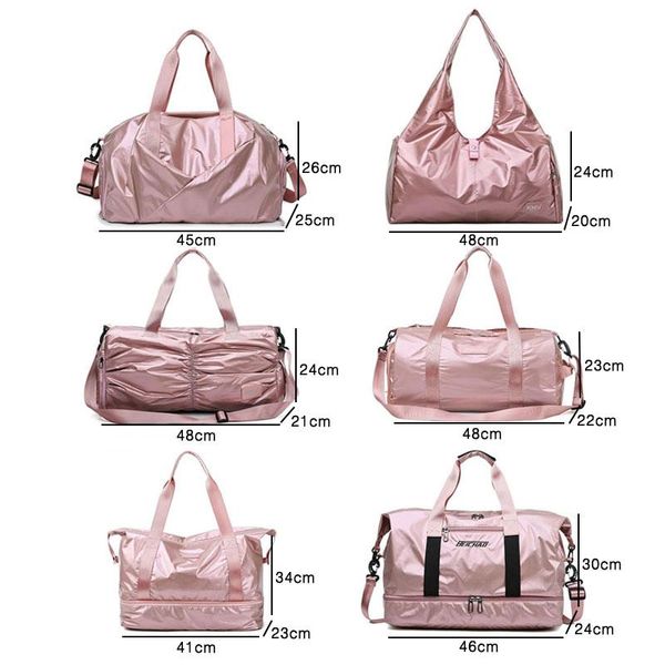 Borse Borse sportive da donna rosa brillante per fitness Borsa da palestra asciutta e bagnata con scomparto per scarpe Borsa per tappetino da yoga Formazione Yoga Bolsa Sac De Sport