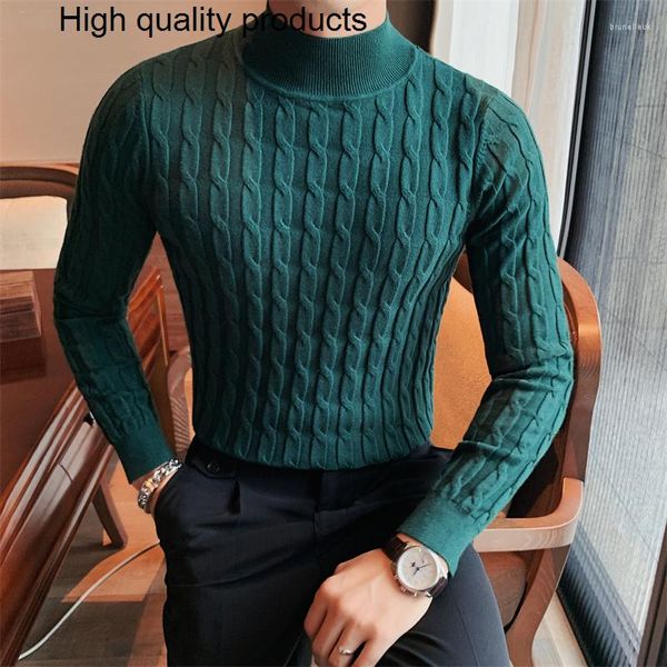 Herrenpullover Herbst Winter Turtleneck Mode Einfacher schlanker Pullover Männer Kleidung Hochkragen Freizeitpullover Strickhemd plus Größe S-3xl