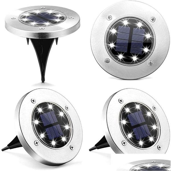 Strings LED Lâmpadas solares 8 Lâmpadas de solo ao ar livre Paisagem de jardim de jardim subterrâneo