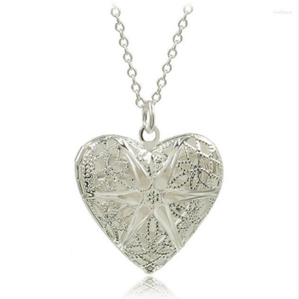 Collane a pendente Gioielli placcati in argento Heart PO Locket Collana regalo per donna ragazza