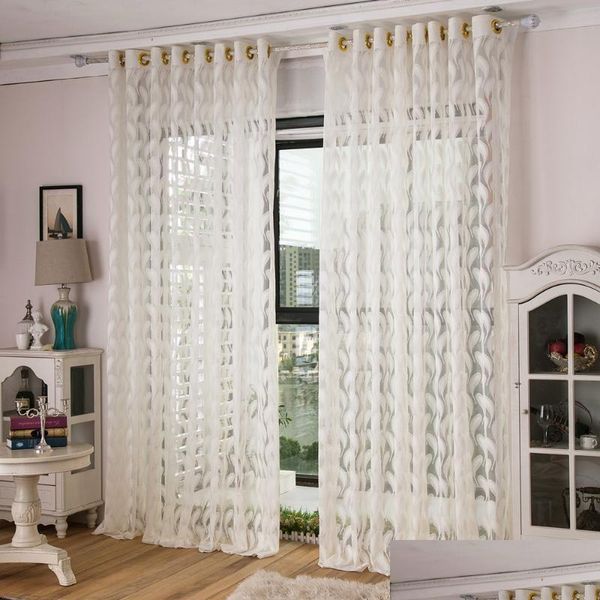 Vorhang Vorhänge Jacquard Feather Sheer Vorhänge weiß 1 Panel Jinya Home Decor Elegante Fenster SNS für Kinder Schlafzimmertür Living Drop d Dhzqe