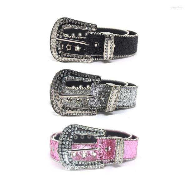 Cinture di strass casual temperamento adulto con paillettes piene in vita Western cowgirl cintura di moda cowboy per gonna jeans