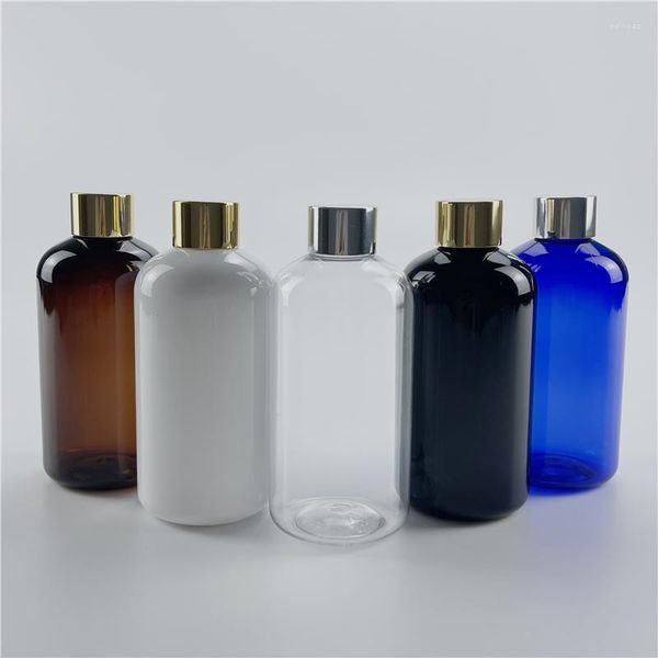 Speicherflaschen 250 ml x 24 weiß klare schwarze leere leere anodiniumschraubkappe flaschen toner nachfüllbare Behälter Haustier Make -up Hydrosol