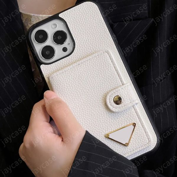 Case di telefonia di moda per iPhone 14 Pro Max Plus 13 12 11 Case di copertura per guscio mobile in pelle classica con tasca con tasca