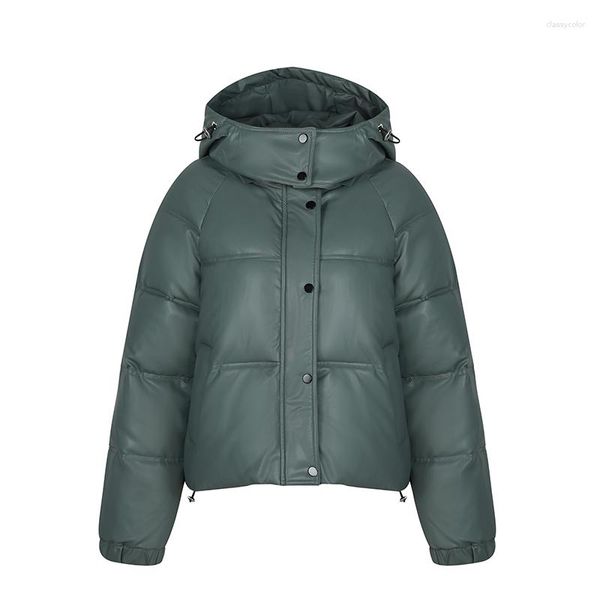 Trench femminile giacca in pelle invernale per piumino da donna con cappuccio con cappuccio super caldo Cottle Paint a bolla imbottita di parka 823 Waterproof Paint.