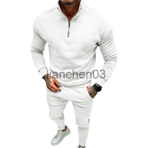 Men's Tracksuits Sports Sets Duas peças Sets Men Tracksuit Casual Solid Slave Stand Stand Collar Zip Pullovers e calças de calça ternos de rua J230821