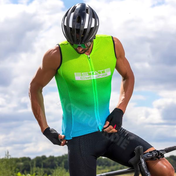 Jersey de ciclismo Define o colete de ciclismo de ciclismo Men com a camisa mangueira da equipe de equipe MTB Bike Lightweight Breathable Gilet Ciclismo Maillot Hombre 230821