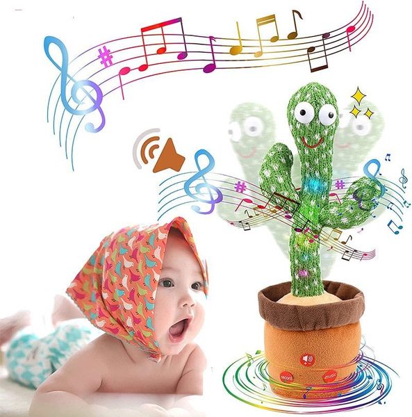 Dekorative Objekte Figuren tanzen Kaktus Repeat Talking Toy Song -Lautsprecher Wolgle Sing Talk Plushie Stofftiere für Baby Erwachsene 230818
