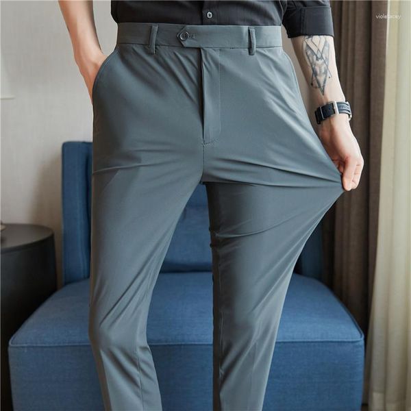 Abiti da uomo Abito Streetwear pantaloni da lavoro per pantaloni da lavoro per gli uomini elastici di ghiaccio casual slim homme costume da ufficio seta