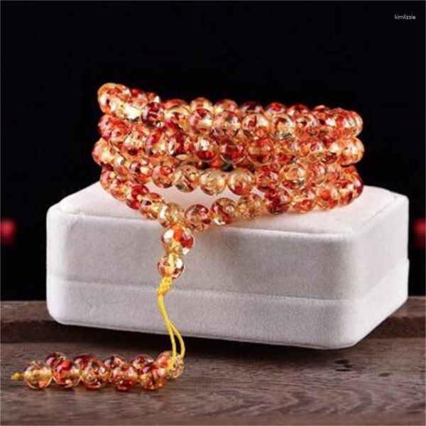 Strand Natural Flower Amber Wely Bracelet 108 Bracelets de 8 mm para mulheres amigas