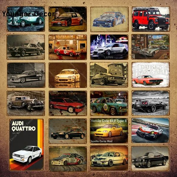 Poster classico Super Racing Poster Cool Sports Car Painting Wall Art Art Metal Plaque per Pub Bar Club soggiorno Decorazioni per la casa Film Automobile Segni di stagno automobilistico 30x20cm W01