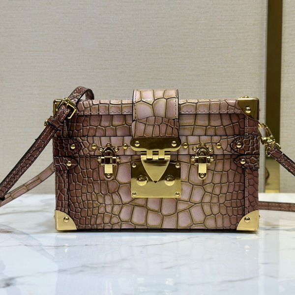 Borsa per baule dura borse da donna Donne Borsa per autobus per la moda Designer Custodia Cosmetica Specchio top Specchio di lusso Crocodile Pelle Lucile a tracolla a tracolla a tracolla