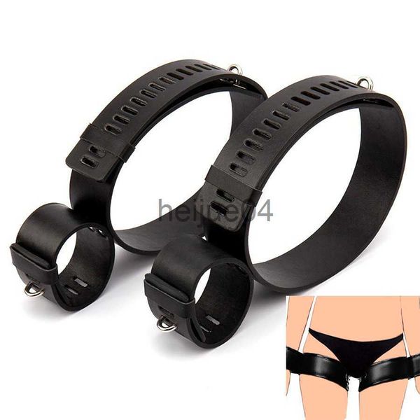 Outros itens de beleza da saúde Couro BDSM Bondage Handcuff Pergões de perna restrições