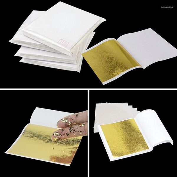 Подарочная упаковка 100 листов/лот 9x9 см. Имитация золотой наклейки на бумагу из золотой фольги