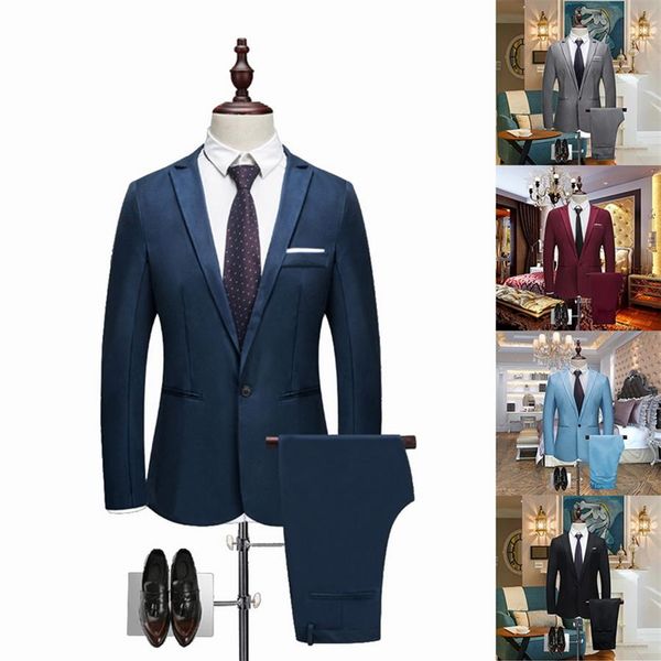 Luxury Men Wedding Suit de casamento Blazers masculinos finos fatos adequados para homens figurinos de trabalho formal trabalho casual wear terno calça calças2664