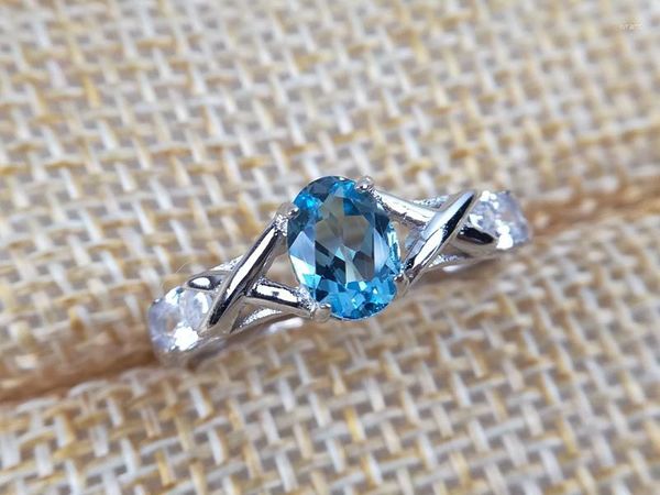 Anelli a grappolo anello del cuore del topazio blu naturale per donne reali 925 sterling in argento raffinato gioielli di lusso