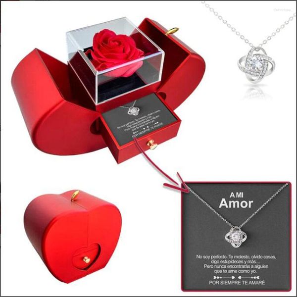 Anhänger Halskette Mode Halskette für Frauen Mütter Tag Geschenk Mein Liebeskristall Luxus Designer Schmuckliebhaber mit Rosebox Drop