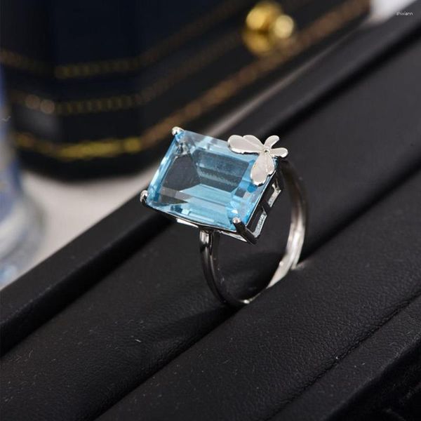 Clusterringe 2023 S925 Silber Schmetterling Ring Frauen Marine Blue Treasure Zirkon Europäische und amerikanische Mode Ins